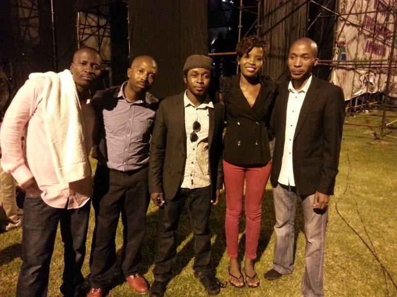 Sipho with the band backstage at a festival